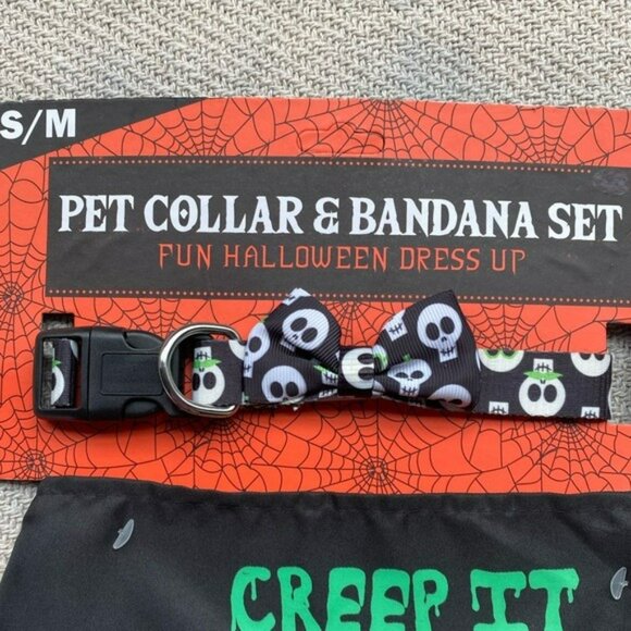 Creep it Real Dog Matching Collar & Bandana Set NWT Puppy Halloween Costume - Picture 3 of 6